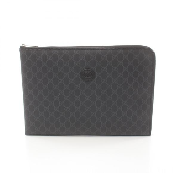 Gucci GG Supreme Interlocking GG Document Clutch Bag Leather Black - Picture 1 of 4